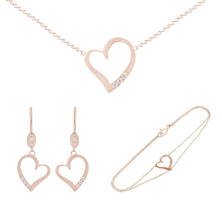 Zlatá kolekcia šperkov v tvare srdca s diamantmi Lenny