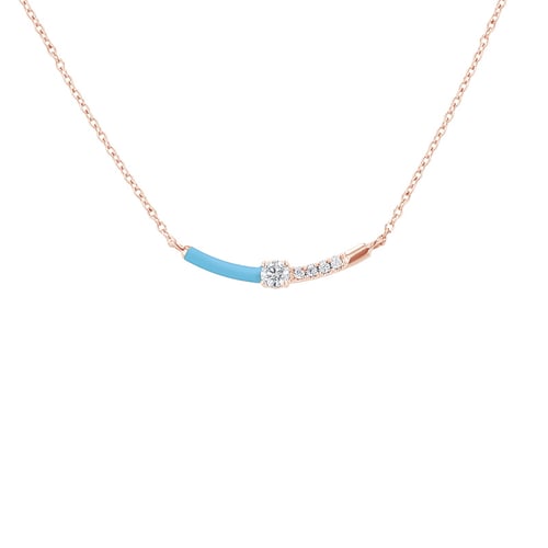 Modrý keramický náhrdelník s diamantmi Blazie