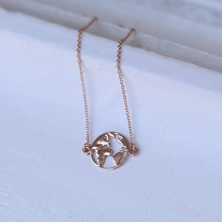 Zlatý minimalistický náramok s mapou sveta 48571