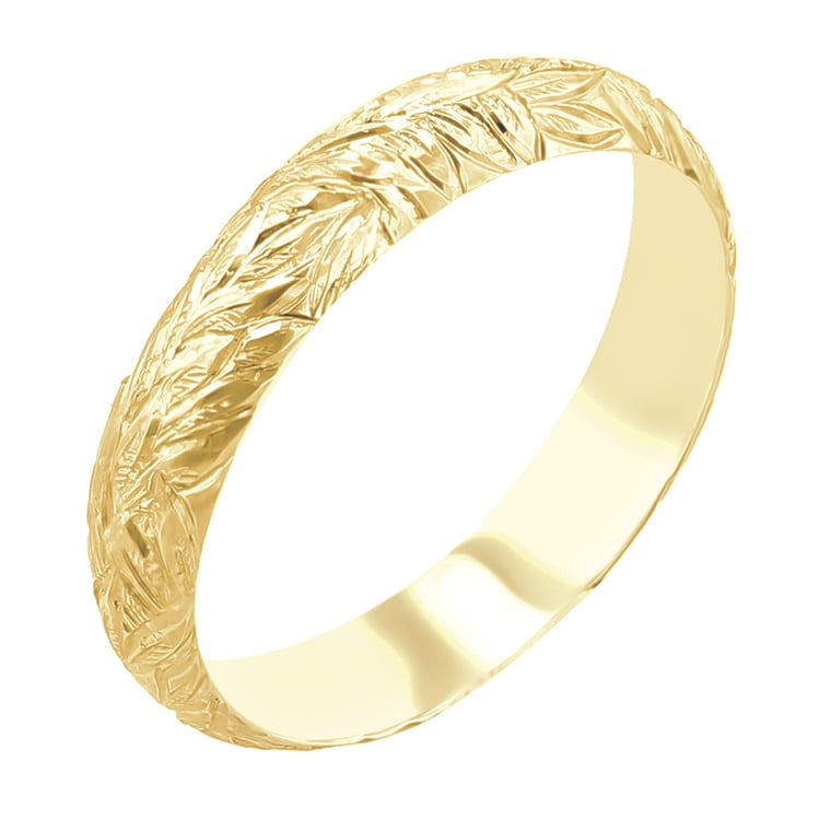 Svadobné obrúčky s ručnou rytinou listov Louie 116884