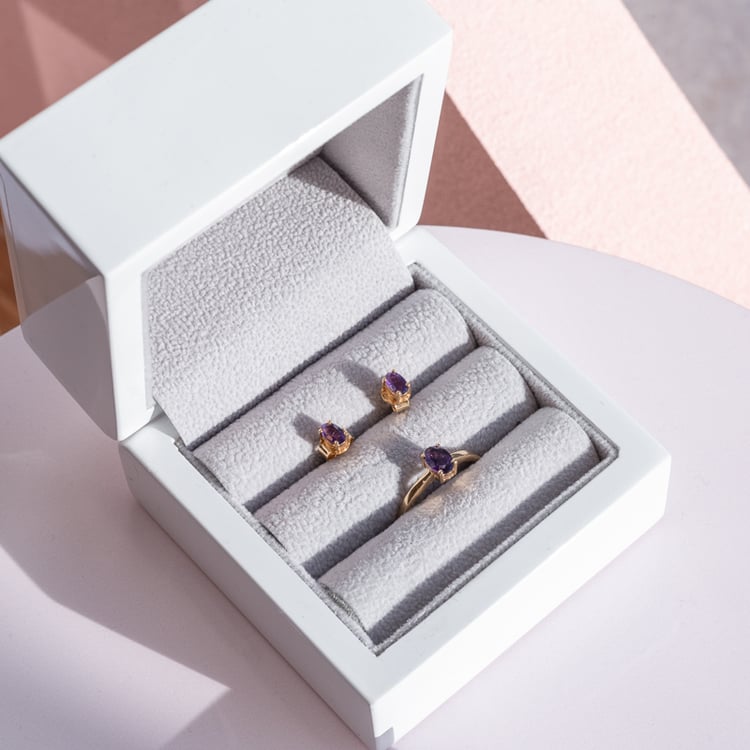 Minimalistický prsteň s ametystom Fusun 118623