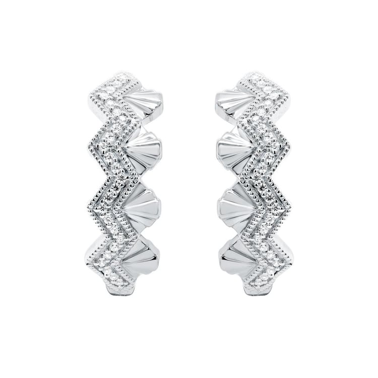 Strieborné neobvyklé kruhové náušnice s lab-grown diamantmi Alva