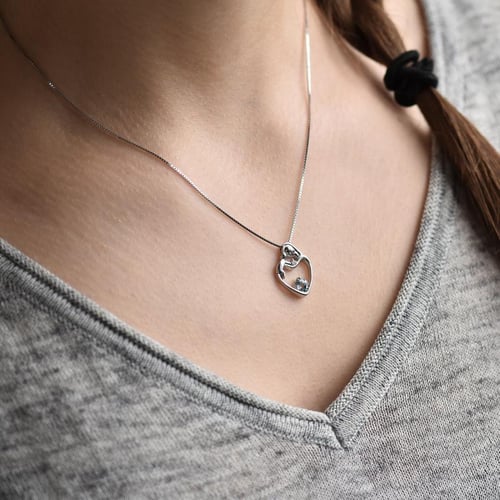Akvamarínový prívěsok matka a dieťa s diamantom Ella