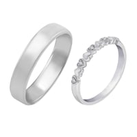 Zlatá eternity obrúčka s diamantmi a srdiečkami a komfortný prsteň Mimmen