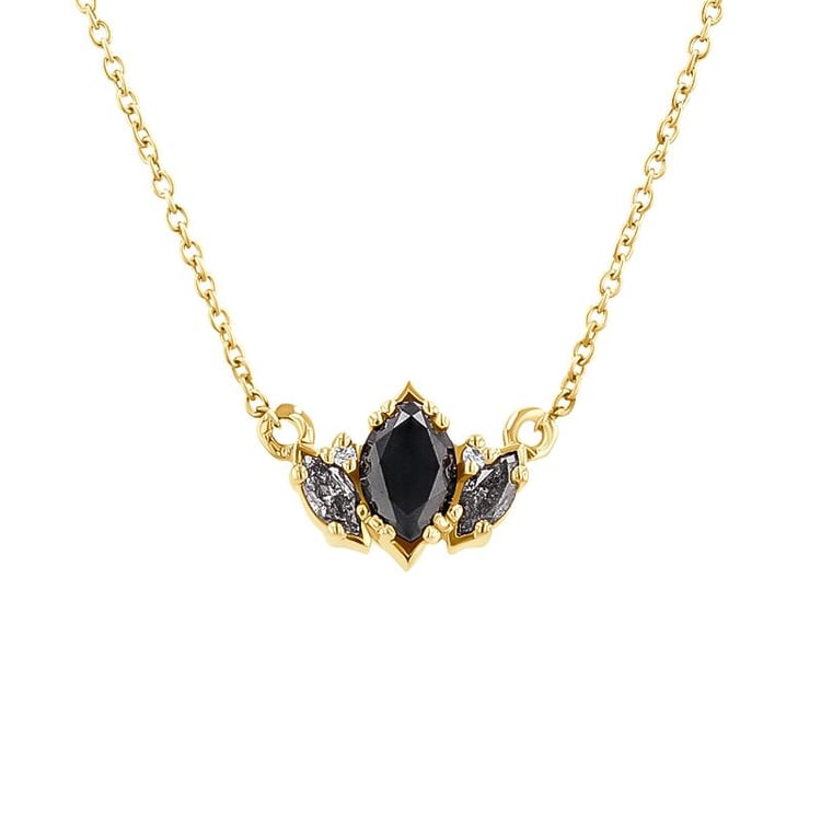 Náhrdelník s marquise salt and pepper diamantmi Everline