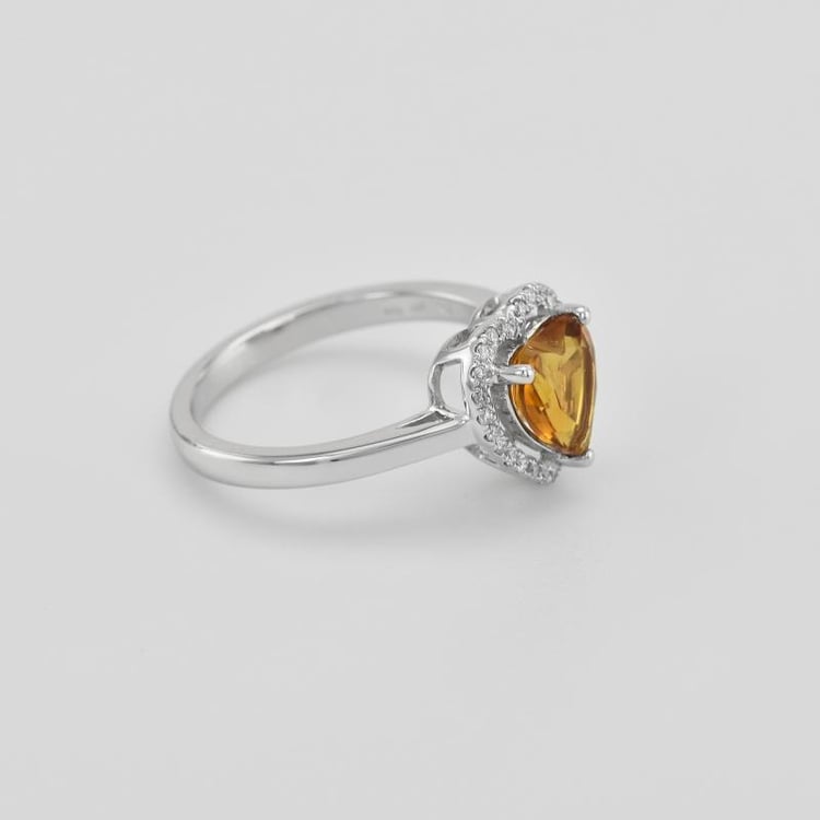 Prsteň s citrínom a diamantmi 38178