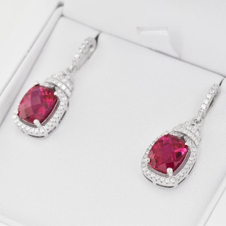 Strieborné náušnice s rubínmi Raolah 26913