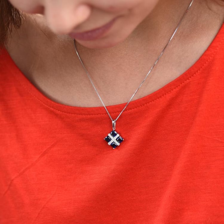 Strieborný náhrdelník so zirkóny a zafírmi 46727