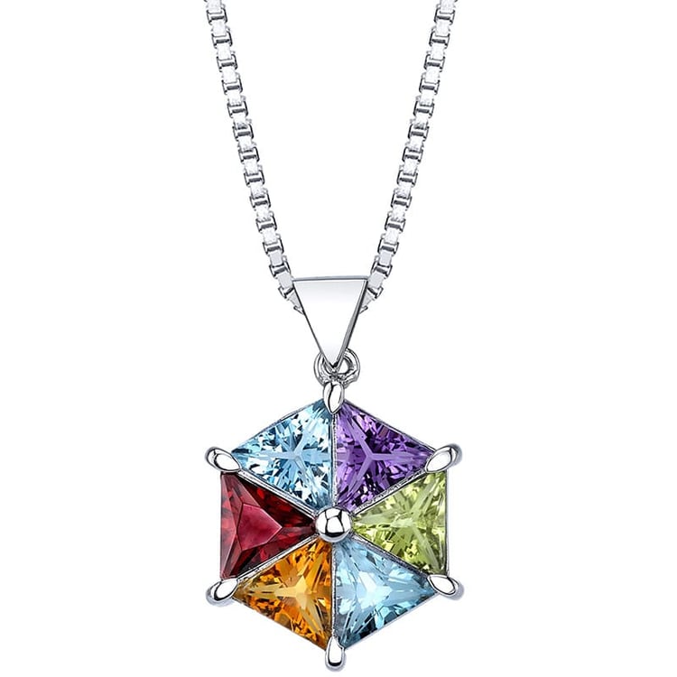 Strieborný prívesok so šesticou drahokamov Kacie