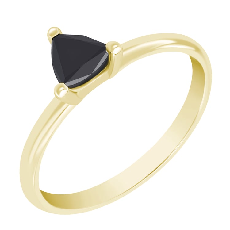 Zlatý prsteň s čiernym trillion diamantom 37813