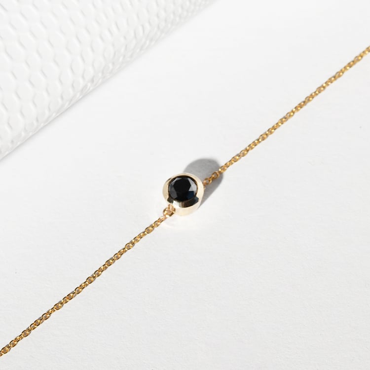 Strieborný náramok s čiernym diamantom Rollie 142183