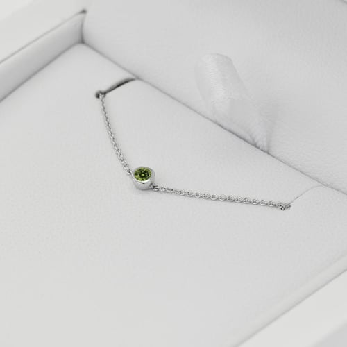 Platinový minimalistický náramok so zeleným diamantom Lepio
