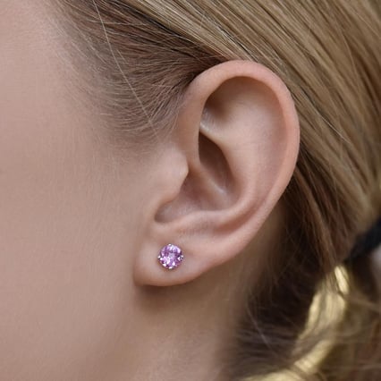 Zlaté náušnice s ružovými zafírmi Frey