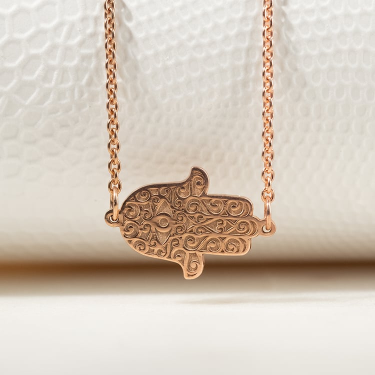 Strieborný joga náhrdelník so symbolom Hamsa 133970