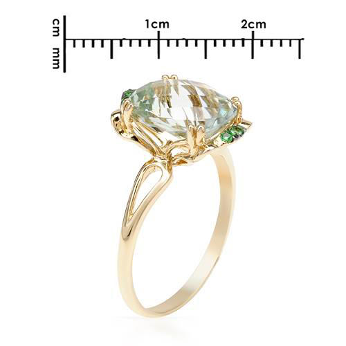 Zlatý prsteň s ametystom a granátmi 716