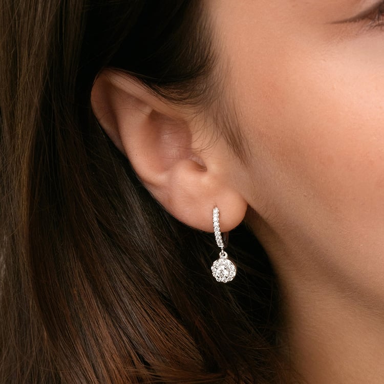 Strieborné kruhové náušnice s prírodnými diamantmi 158708