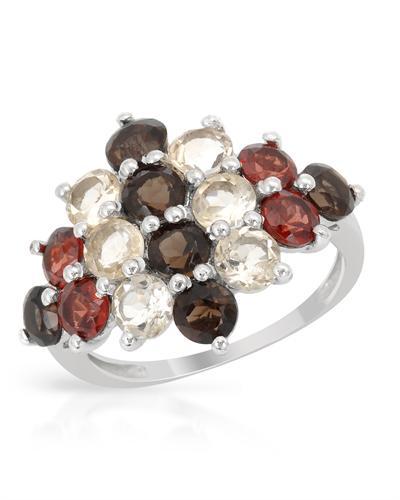 Strieborný prsteň s drahokamami