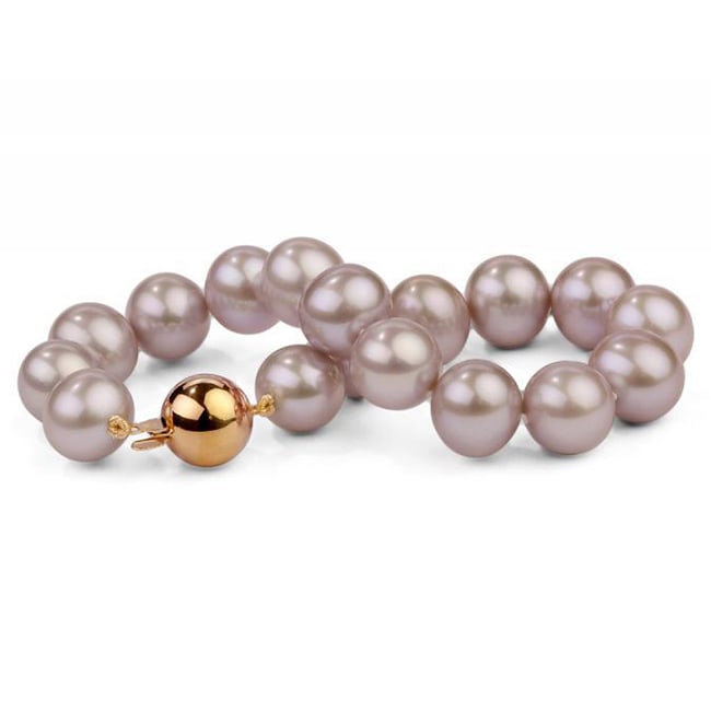 Zlatý náramok s levanduľovými 9-9.5mm perlami Heyda