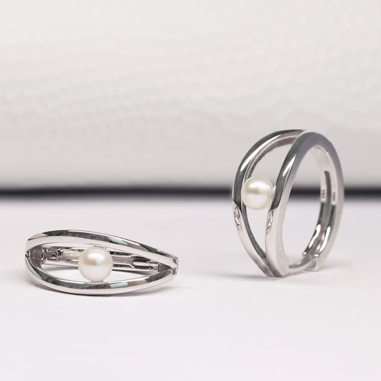 Strieborné kruhové náušnice s perlami Ariana 116042