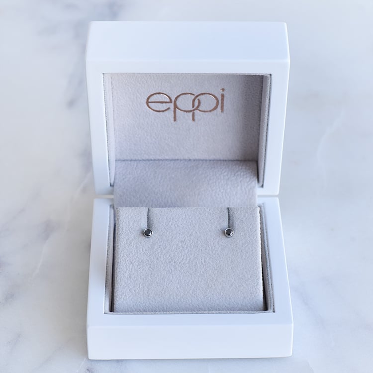 Strieborné minimalistické bezel náušnice s čiernymi diamantmi Viosa 102904