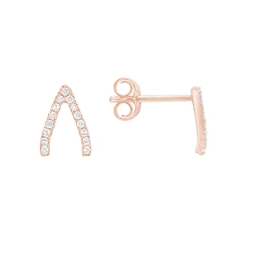 Strieborné náušnice s lab-grown diamantmi Wishbone