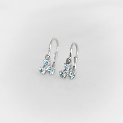 Jemné detské náušnice s topásmi a diamantmi Aurora