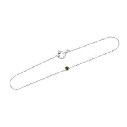 Platinový minimalistický náramok so zeleným diamantom Lepio