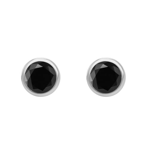 Bezel náušnice s čiernymi diamantmi Sontre
