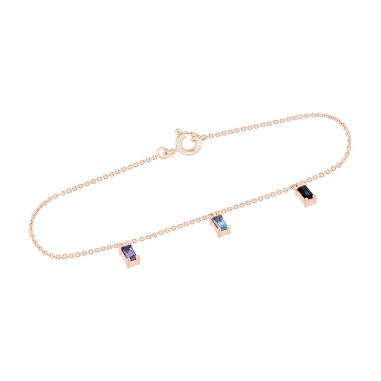 Zlatý náramok so zafírom, topásom a tanzanitom Alannis 101954