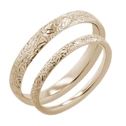 Svadobné obrúčky s ručnou rytinou kvetov z orieškového zlata Alanis