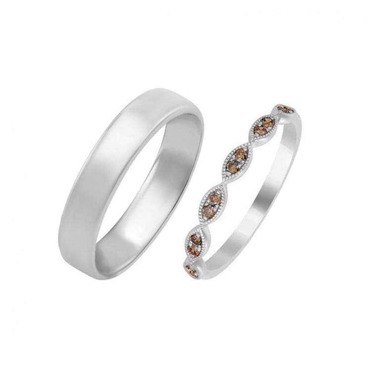 Vintage obrúčky zo zlata s champagne diamantmi 30800