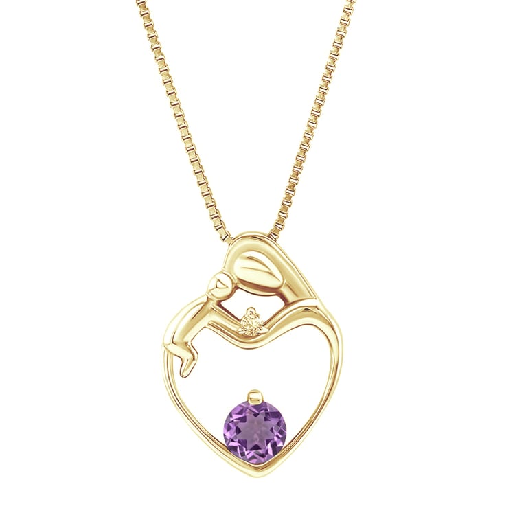 Strieborný prívesok matka a dieťa s ametystom a diamantom Ella 109181