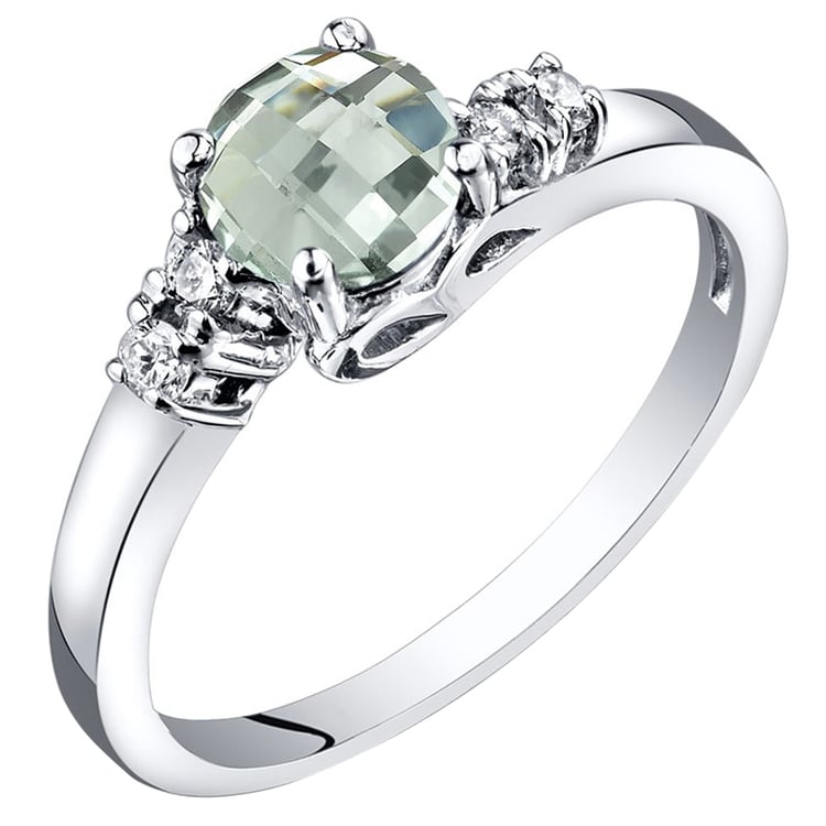 Zelený ametyst v zlatom prsteni s diamantmi Sagit