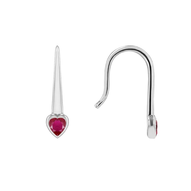 Visiace náušnice s rubínovými srdiečkami Levy 99831