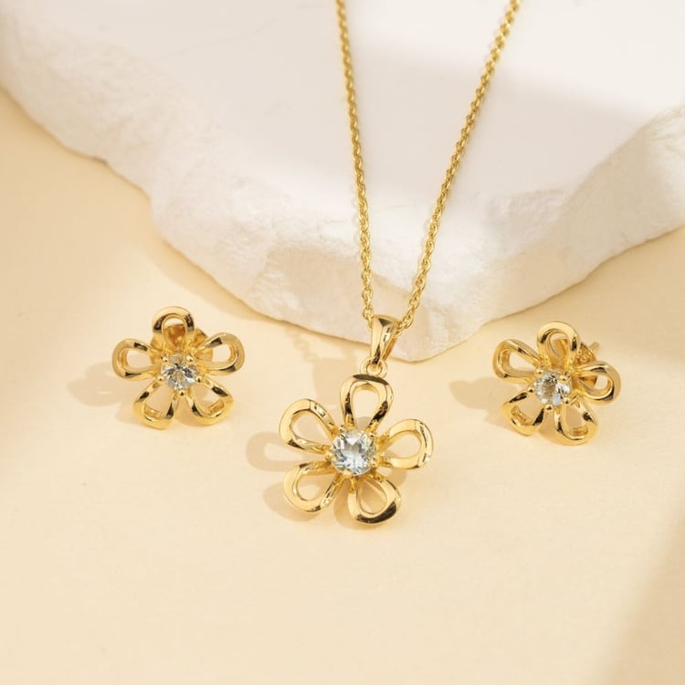 Kvetinový strieborný prívesok s akvamarínom 164409