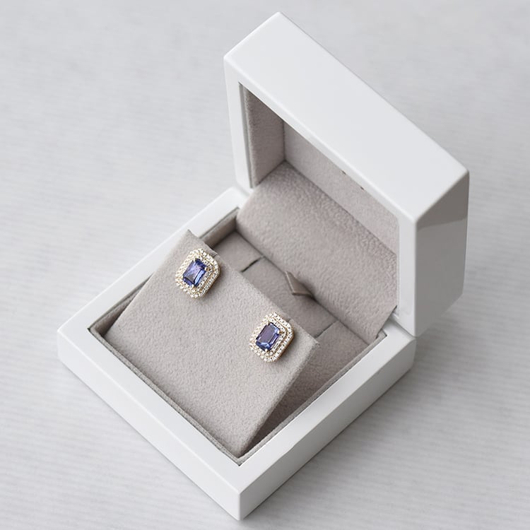 Zlaté náušnice s tanzanity 73475