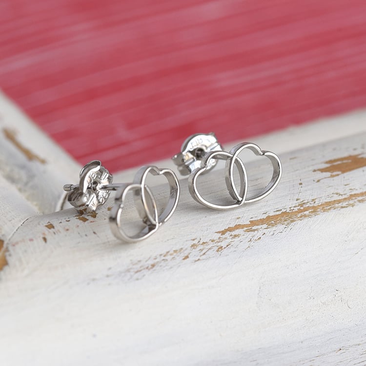 Srdcové náušnice z bieleho zlata 84570