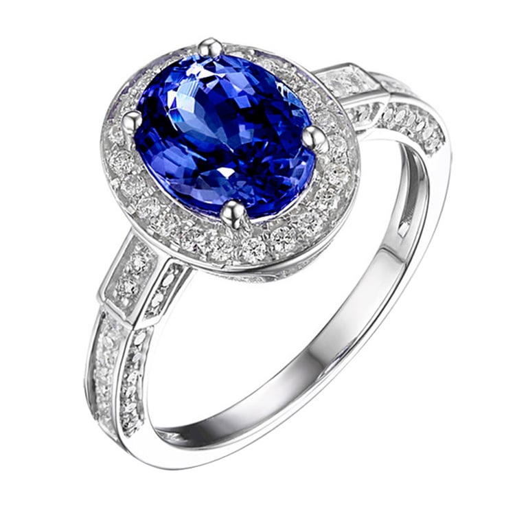 Zlatý prsteň s 2.25ct tanzanitom a diamantmi Modia