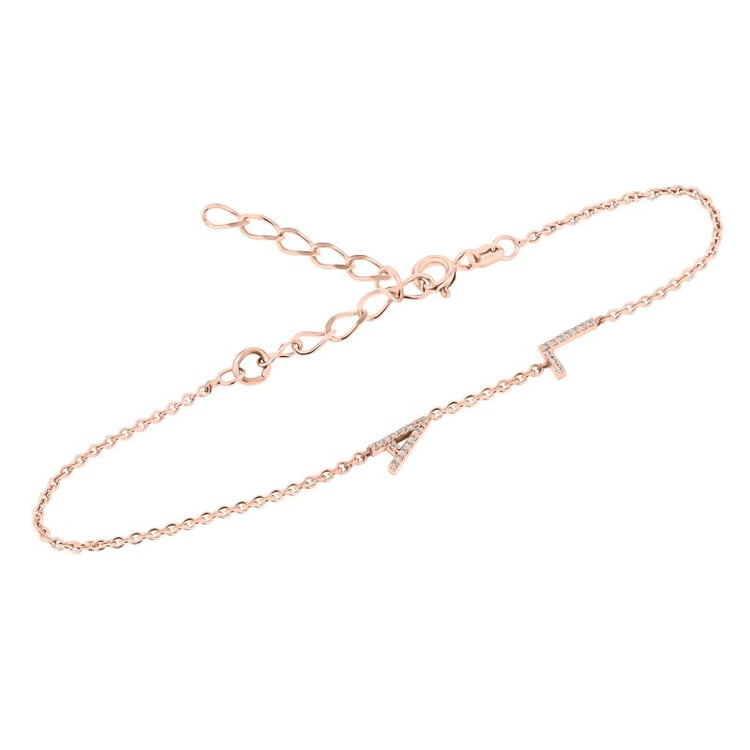 Strieborný náramok s 2 písmenkami a lab-grown diamantmi Ainslee