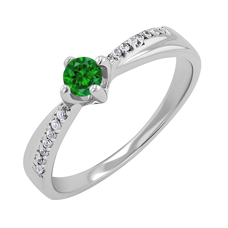 Zlatý prsteň s tsavorit granátom a diamantmi Sanely