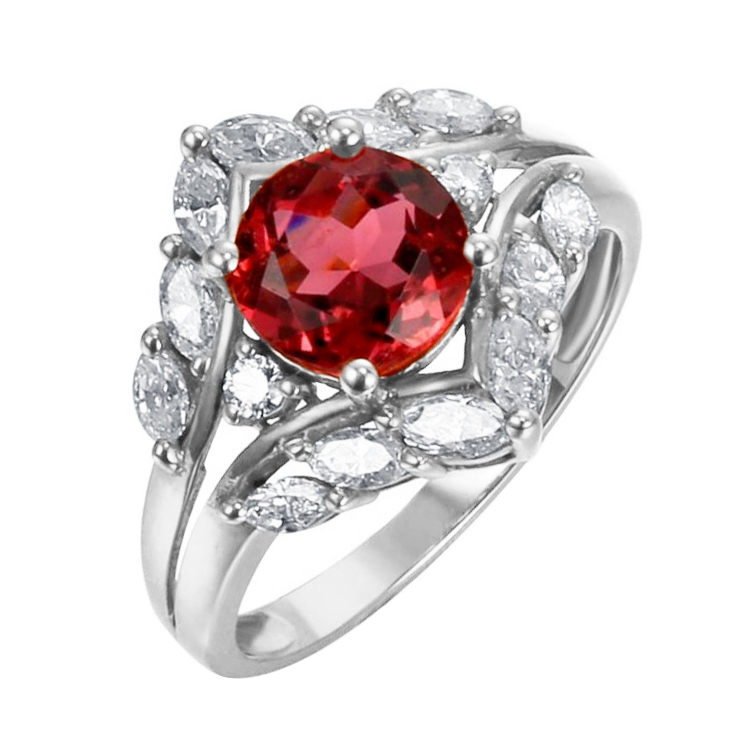 Turmalinový prsteň z bieleho zlata 82452