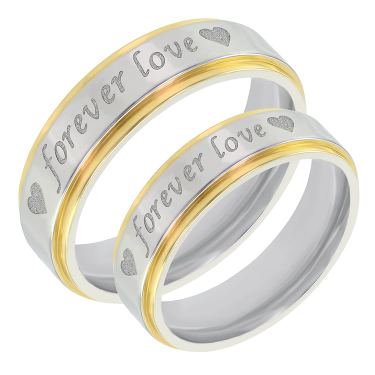 Svadobné obrúčky z kombinovaného zlata s gravírom