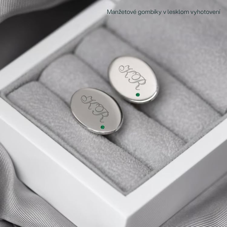 Manžetové gombíky s gravírom a smaragdmi 165891