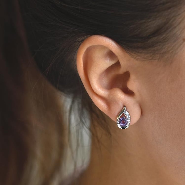 Strieborné náušnice s ametystmi 27077