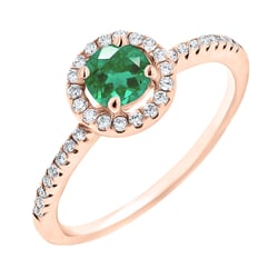 Halo prsteň so smaragdom a lab-grown diamantmi Kerau