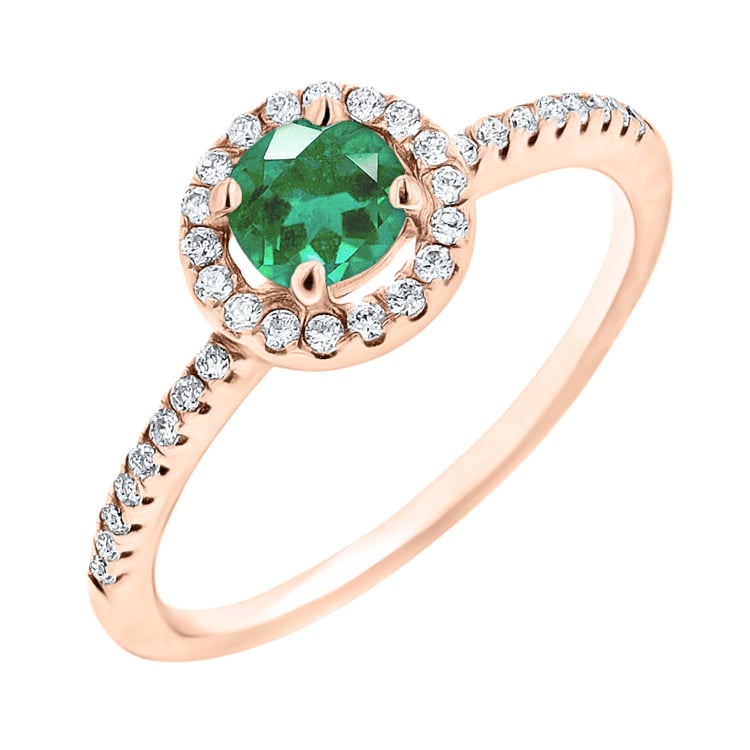 Halo prsteň so smaragdom a lab-grown diamantmi Kerau 145968