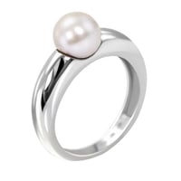 Zlatý prsteň s 8mm bielou perlou Racel
