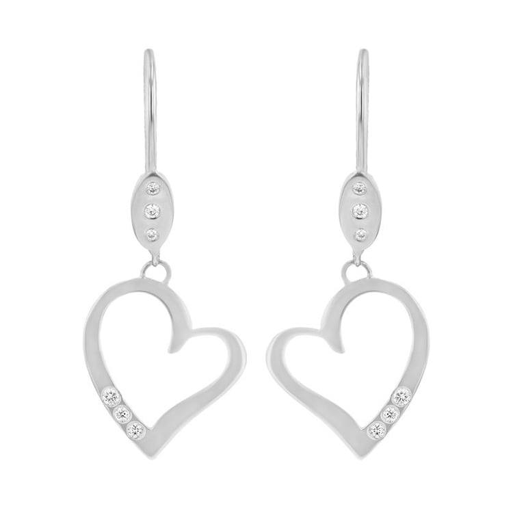 Zlaté visiace náušnice v tvare srdca s diamantmi Sahar 98422