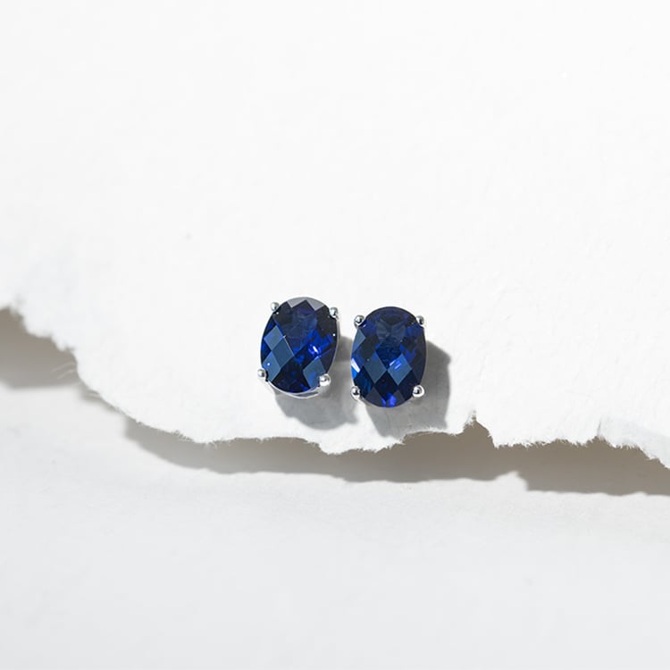 Zlaté náušnice s oválnymi zafírmi Jalia 128267