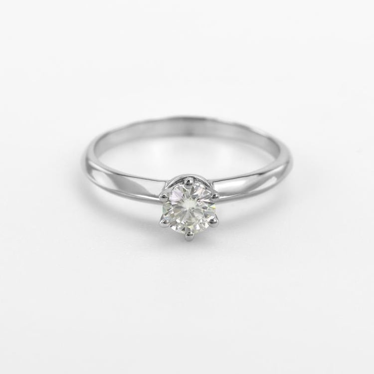 Zásnubný prsteň z bieleho zlata s moissanitom 21940